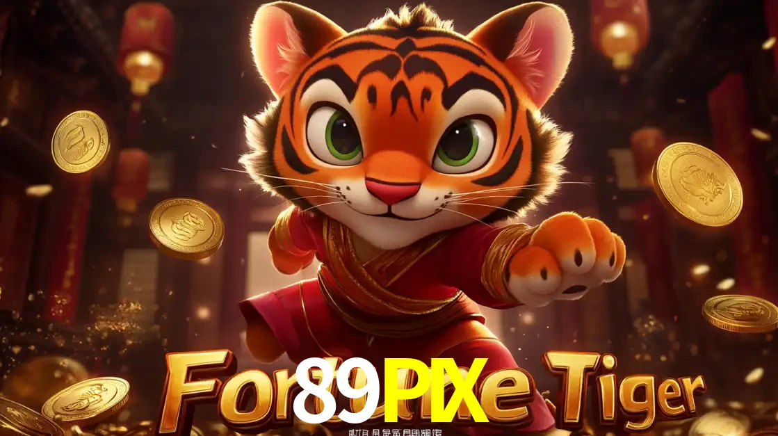 O carismático mascote do jogo de slot Fortune Tiger, um tigre fofo em pose de artes marciais, pronto para trazer sorte e multiplicadores de ganhos no cassino online 89PIX.